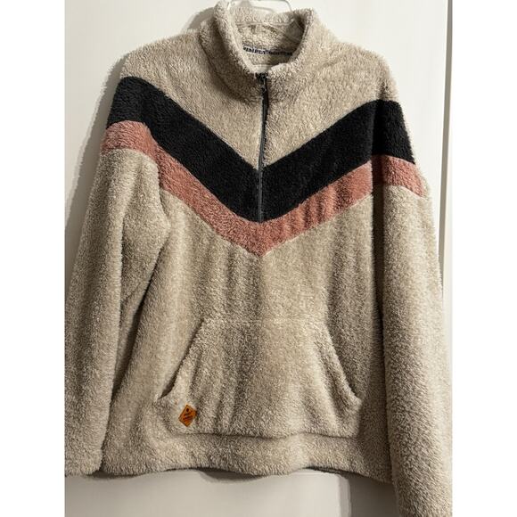 Simply Southern Faux Fur Sherpa tan 1/4 Zip Pullover Jacket hand pocket Sz XXL - Picture 1 of 12